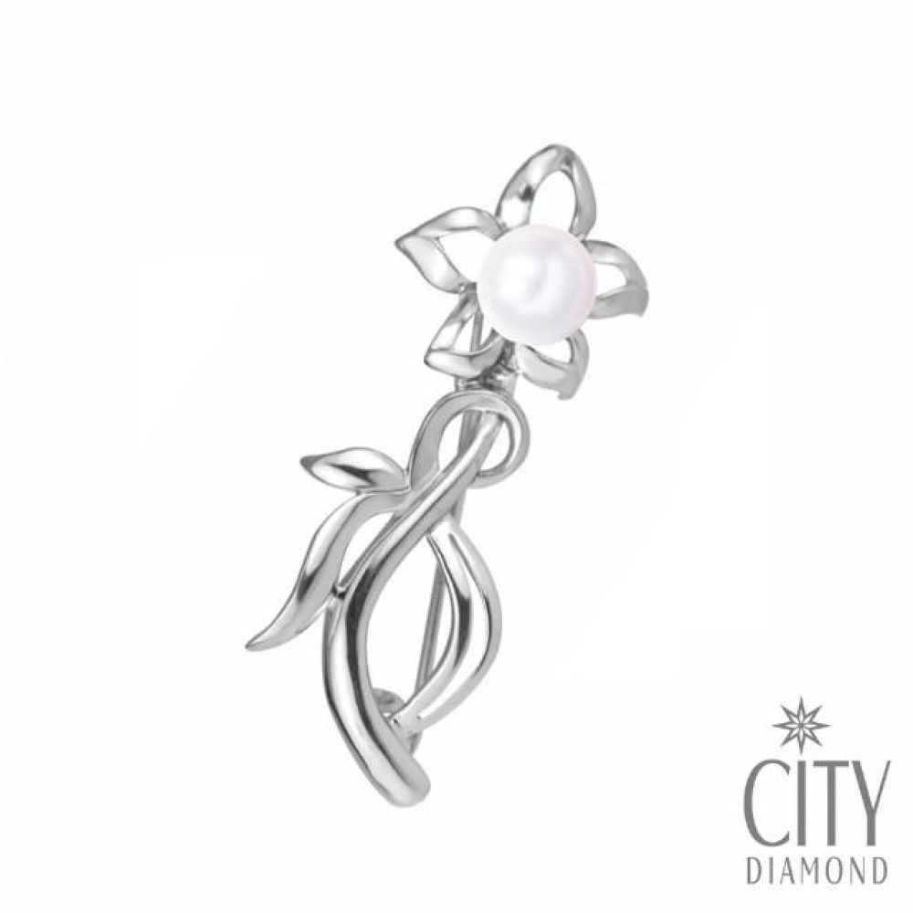 【City Diamond 引雅】『小白花』天然珍珠 銀製胸針