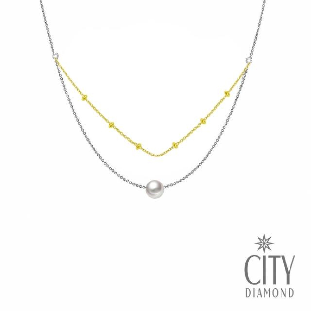 【City Diamond 引雅】網路獨家 AKOYA 日本珍珠 7-8mm 雙色隔珠 雙層項鍊/頸鍊(職人工藝系列)