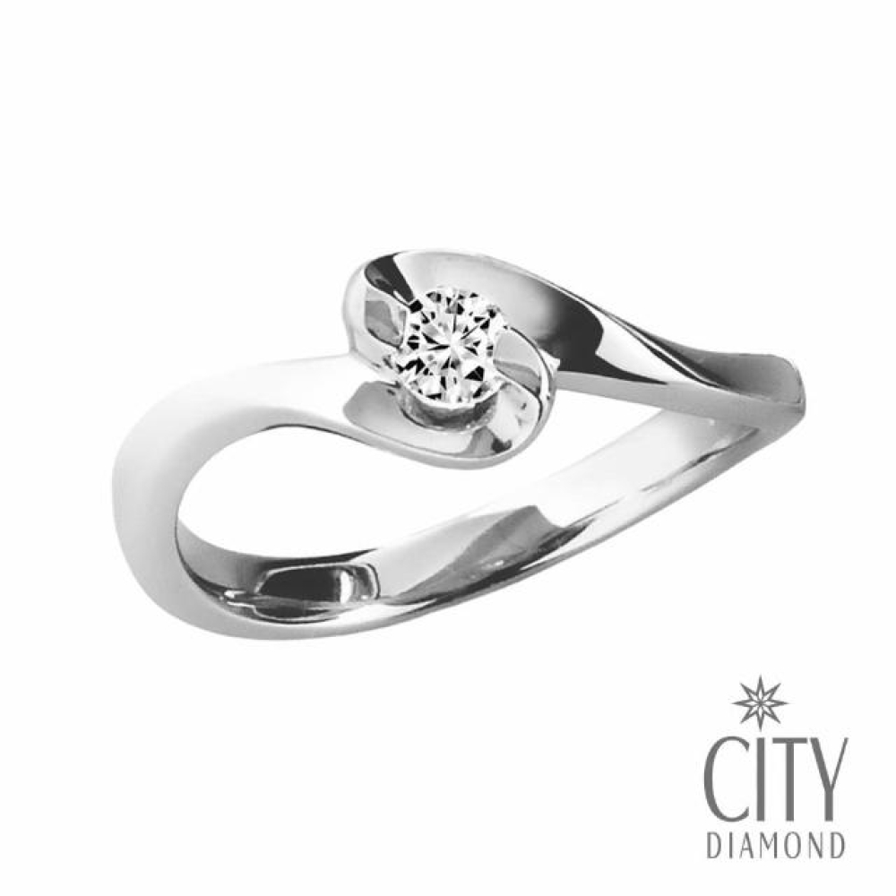 【City Diamond 引雅】『夏日浪花』天然鑽石白K金戒指/鑽戒