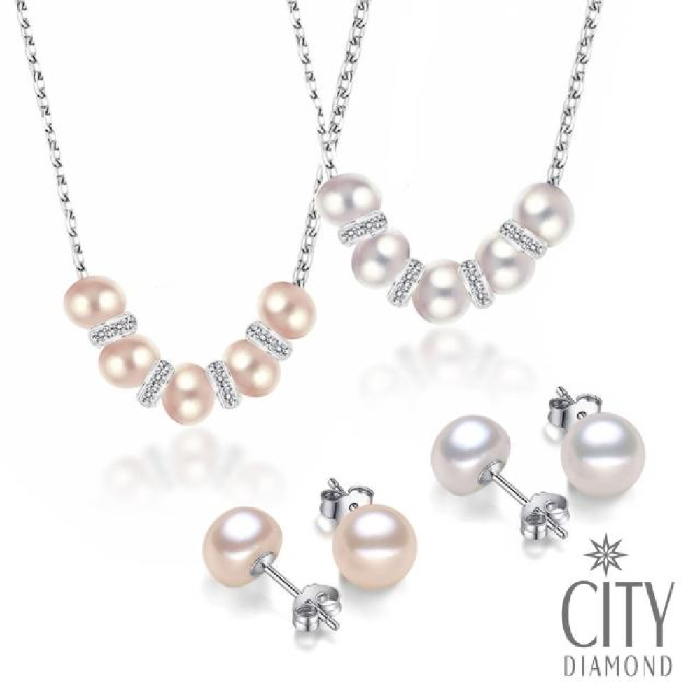 【City Diamond 引雅】網路獨家 5顆天然珍珠水晶隔珠項鍊-雙色任選(職人工藝系列)