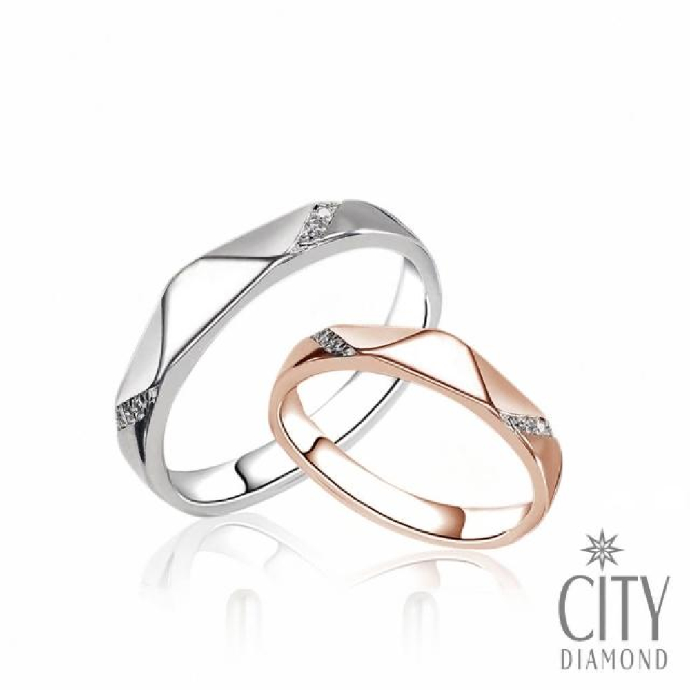 【City Diamond 引雅】『冰舞』14K天然鑽石 玫瑰金 白K金 戒指 結婚對戒