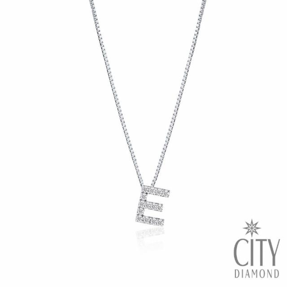 【City Diamond 引雅】日本天然鑽石白K金字母項鍊(東京Yuki系列)