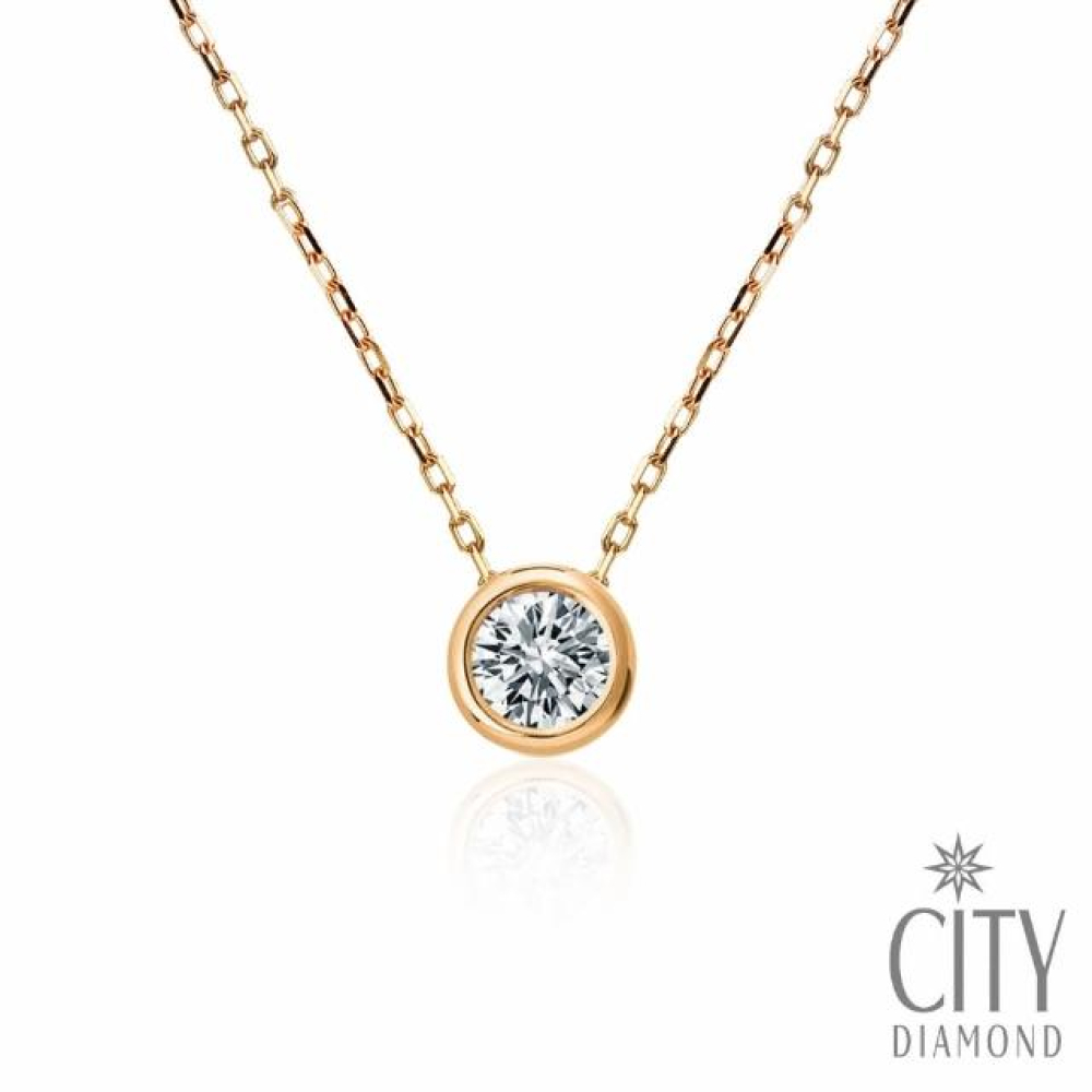 【City Diamond 引雅】日本純銀天然鑽石黃K金項鍊(東京Yuki系列)
