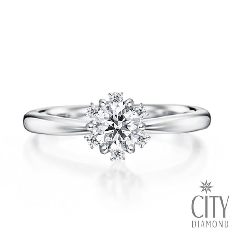 【City Diamond 引雅】『織女星』14K天然鑽石46分白K金戒指 鑽戒(FVVS2)
