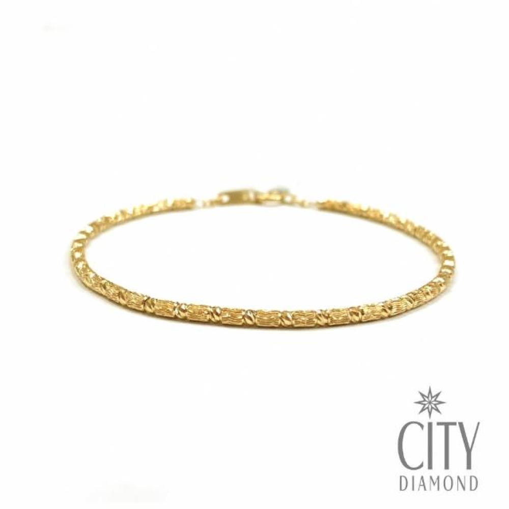 【City Diamond 引雅】18K日本鑽石切割黃K金珠鍊 手鍊(東京Yuki 表參道系列)
