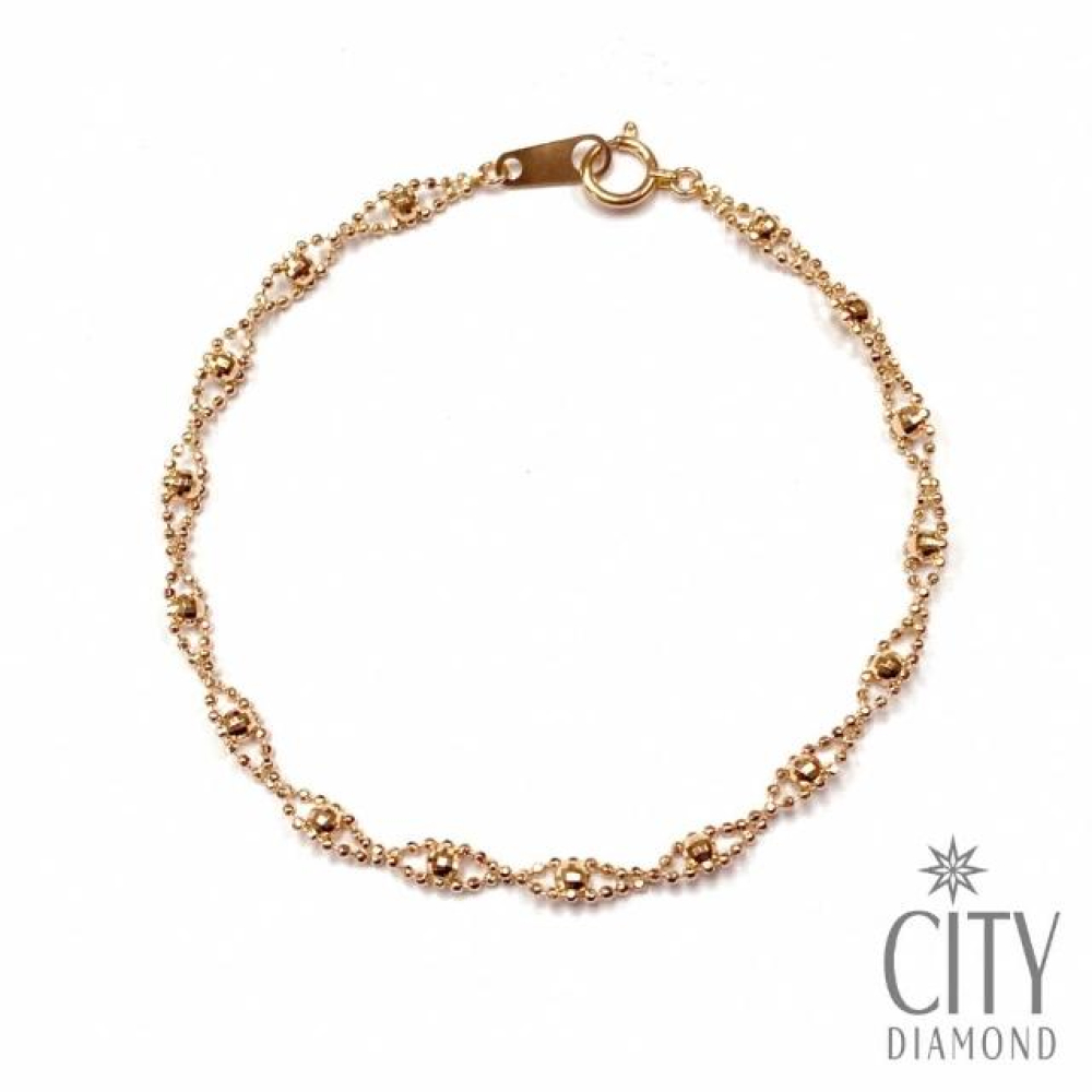 【City Diamond 引雅】18K刻面閃耀珠珠鍊玫瑰K金手鍊(東京Yuki 表參道系列)