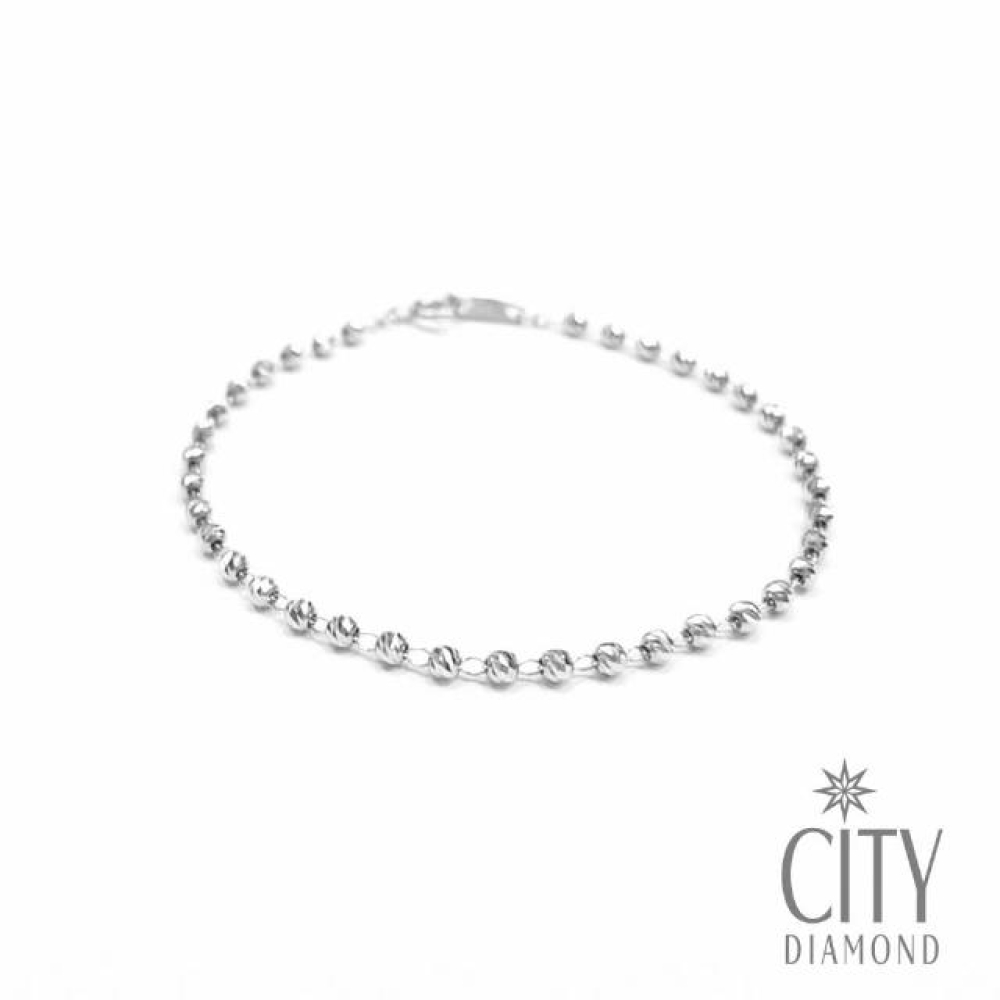 【City Diamond 引雅】18K日本刻面閃耀白K金球型珠鍊 手鍊(東京Yuki 表參道系列)