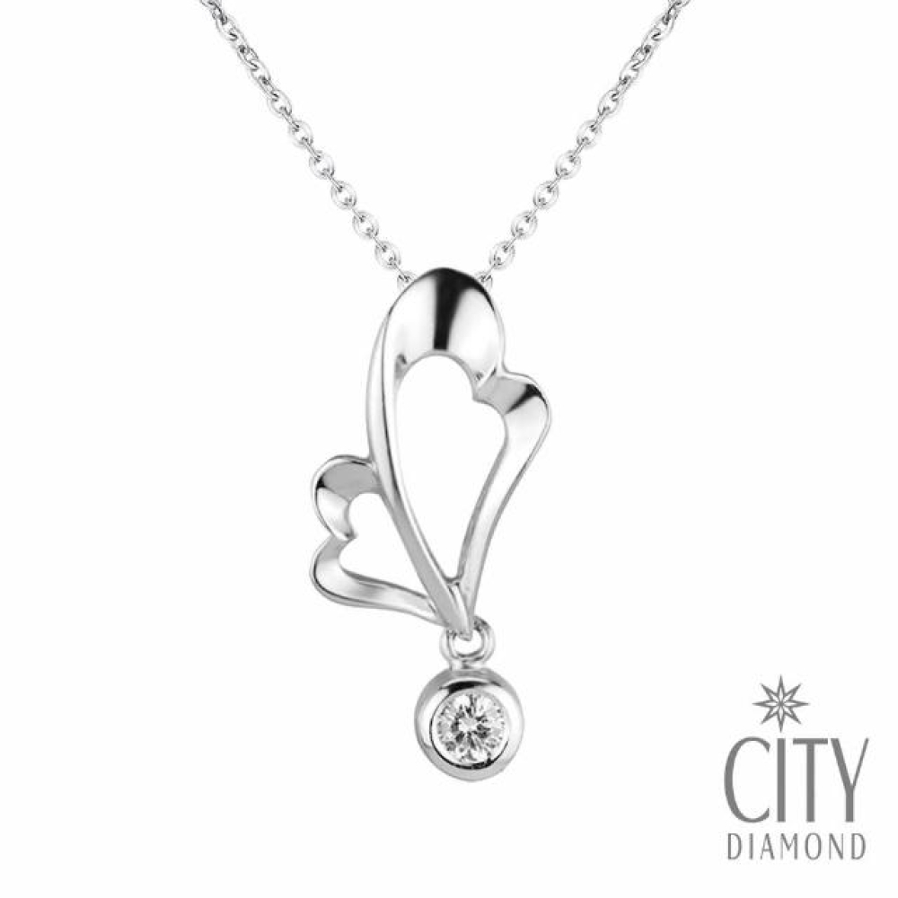 【City Diamond 引雅】『夢與蝶吻』8分鑽墜(K金項鍊/鑽石項鍊)