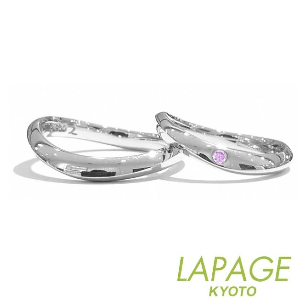 【LAPAGE】日本進口 花香 鉑金粉紅鑽石對戒(經典系列)