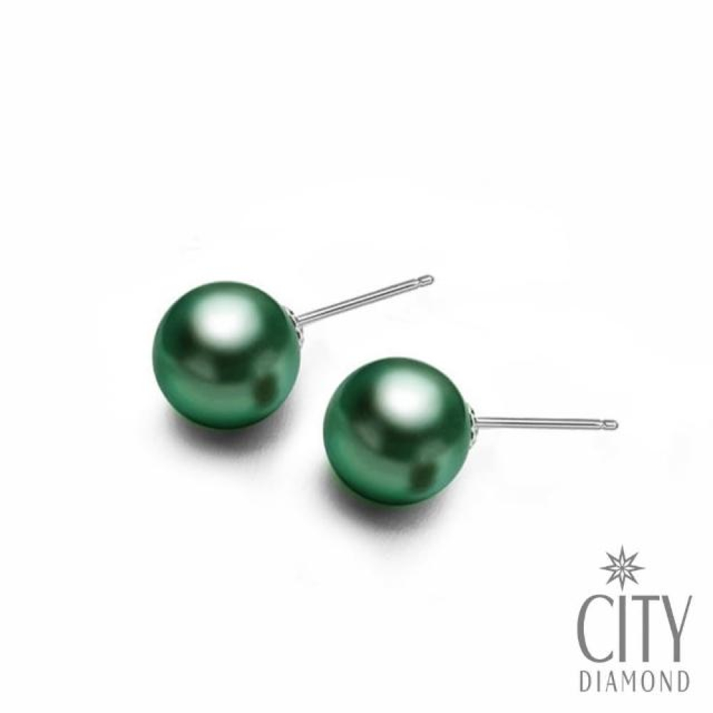 【City Diamond 引雅】孔雀綠 大溪地 黑珍珠 8MM 14K金耳環(東京Yuki系列)