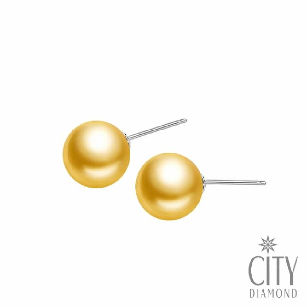【City Diamond 引雅】南洋珠金珠 12MM 18K金珍珠耳環(東京Yuki系列)