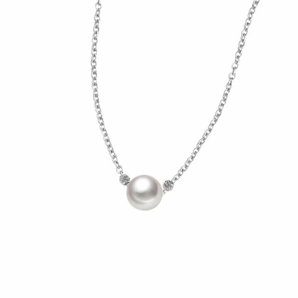 【City Diamond 引雅】AKOYA 日本珍珠7.5-8mm 刻面米奇單顆項鍊(東京Yuki系列)