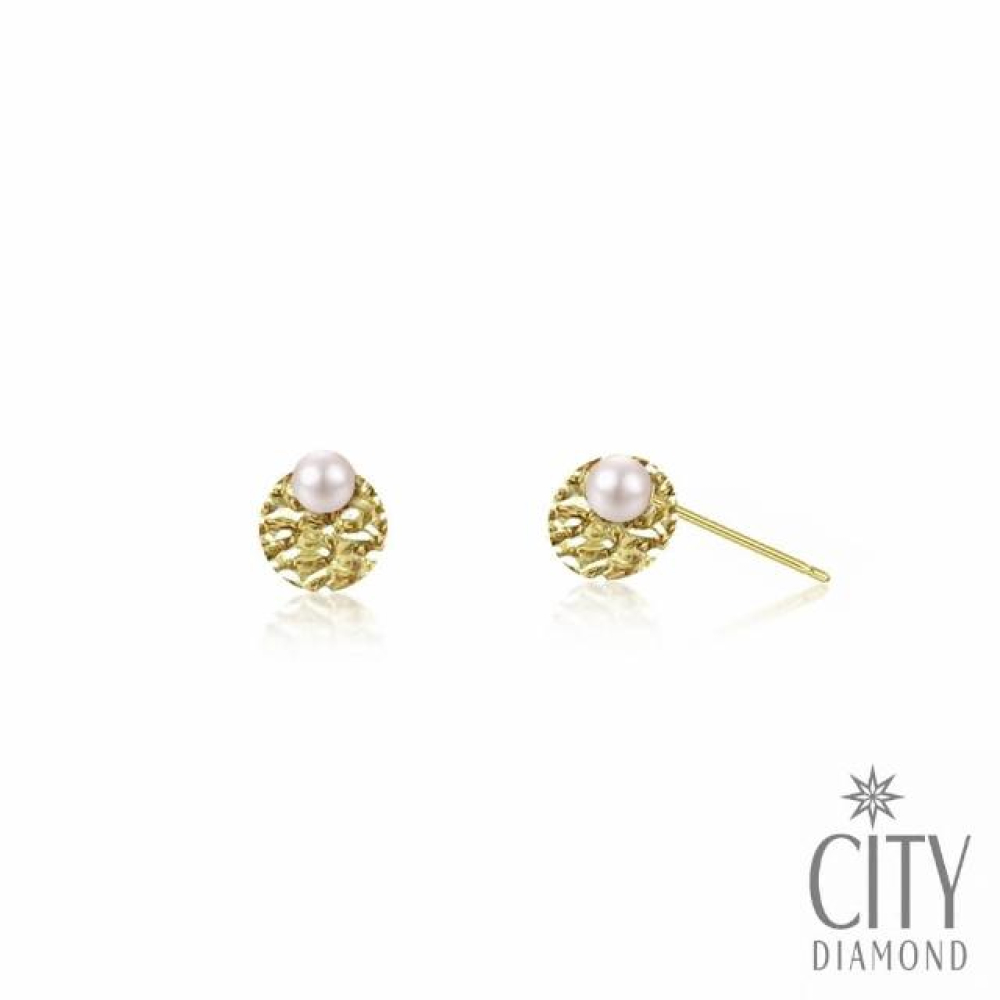 【City Diamond 引雅】『春景』18K日本天然珍珠黃K金兩用耳環(東京Yuki系列)