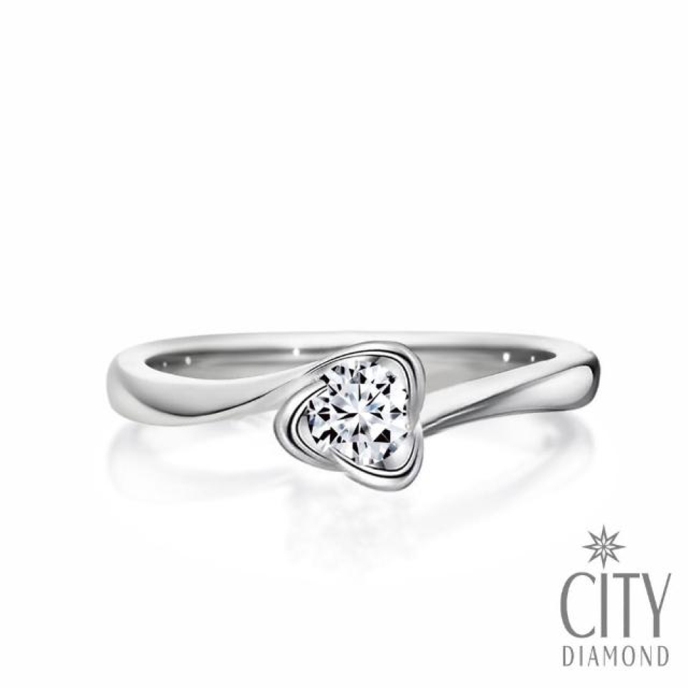 【City Diamond 引雅】『冰晶杏花』18分 經典鑽石戒指/求婚鑽戒