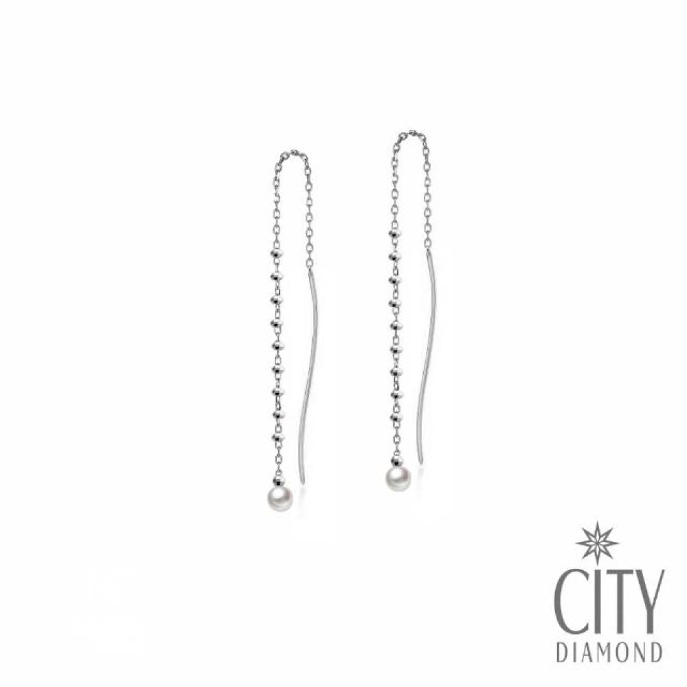 【City Diamond 引雅】18K日本AKOYA珍珠長掛隔珠耳環(東京Yuki系列)