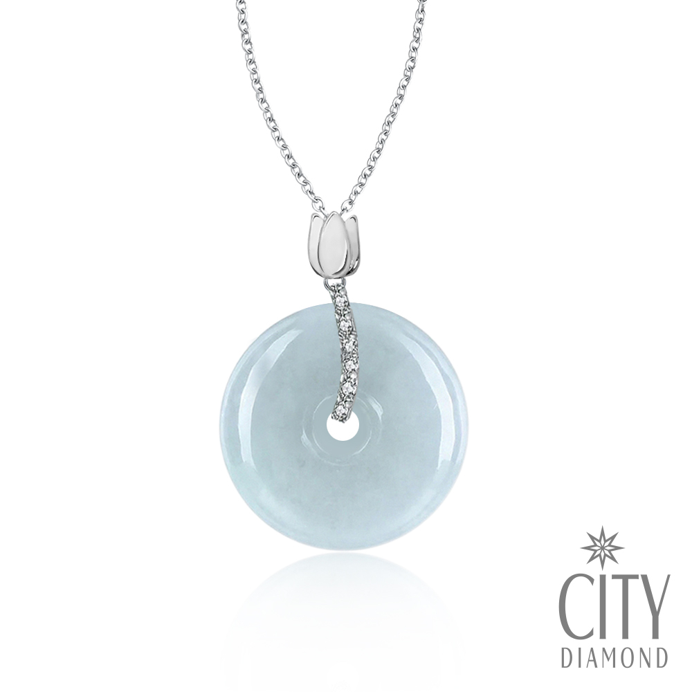 【City Diamond 引雅】『富貴平安扣』天然緬甸玉純銀小玉墜(開運保平安系列)