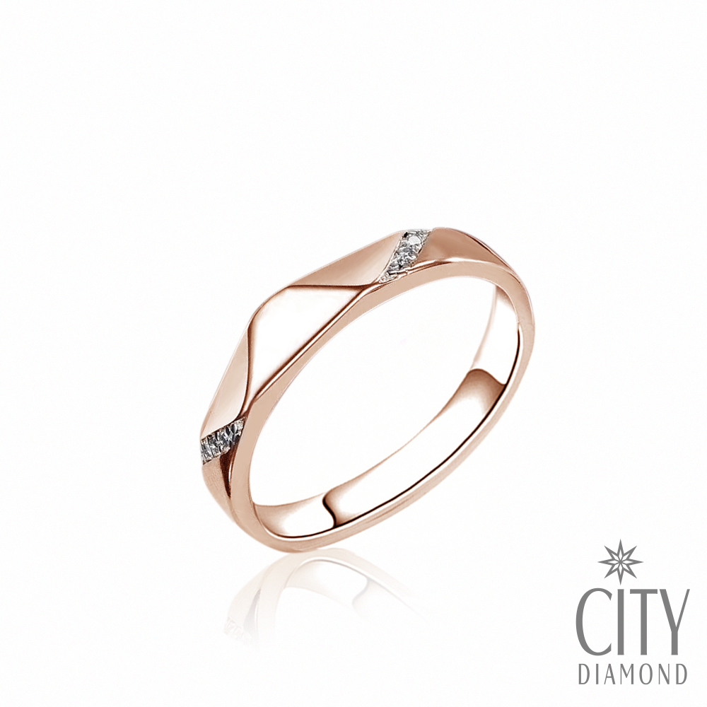 【City Diamond 引雅】『冰舞』14K天然鑽石玫瑰金戒指 女戒(永恆守護系列)