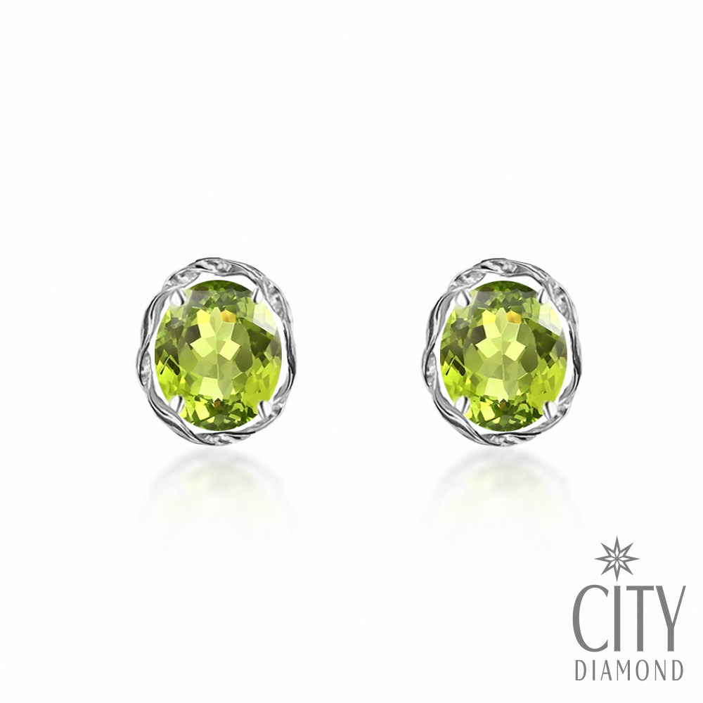 【City Diamond 引雅】『Oliva Bloom』日本鉑金橢圓橄欖石2.4克拉麻花造型耳環(東京Yuki系列)