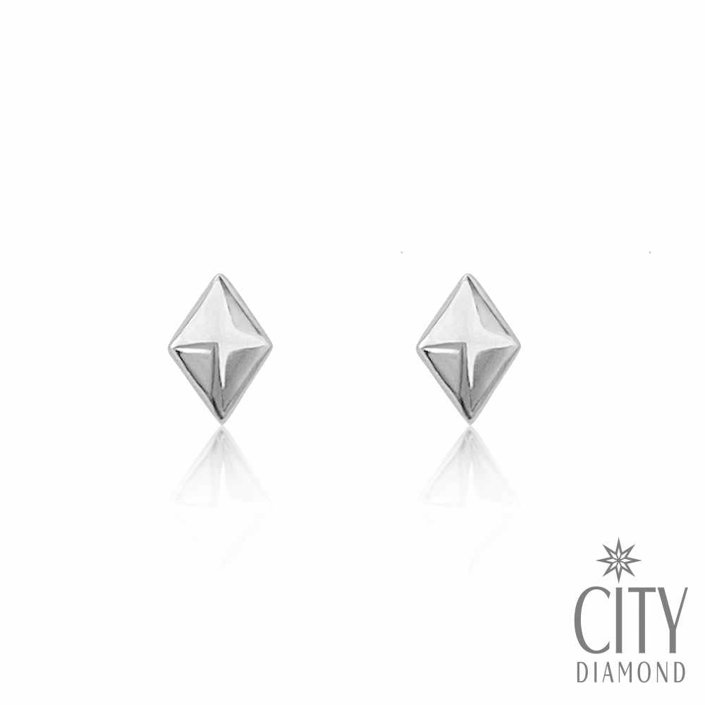 【City Diamond 引雅】日本鉑金立體菱形造型耳環(東京Yuki系列)