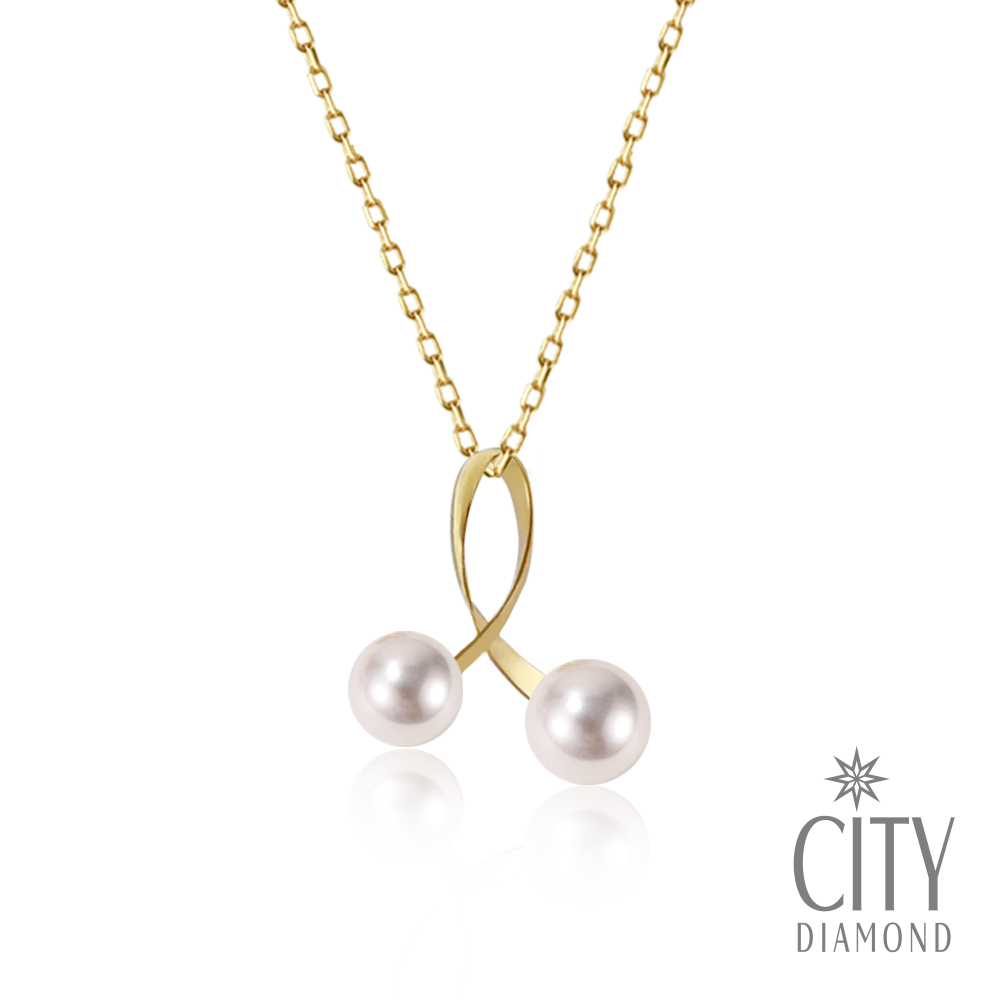 【City Diamond 引雅】『青春演舞』18K日本AKOYA珍珠5.5mm黃K金項鍊 套鍊(東京Yuki系列)