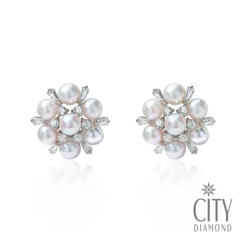 【City Diamond 引雅】『銀粟』天然珍珠 純銀 夾式 耳環 耳夾(珠潤月詠系列)