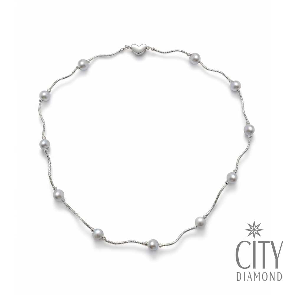 【City Diamond 引雅】純銀 18吋日本 AKOYA 真多麻色珍珠6-7mm 套鍊 項鍊(東京Yuki系列)
