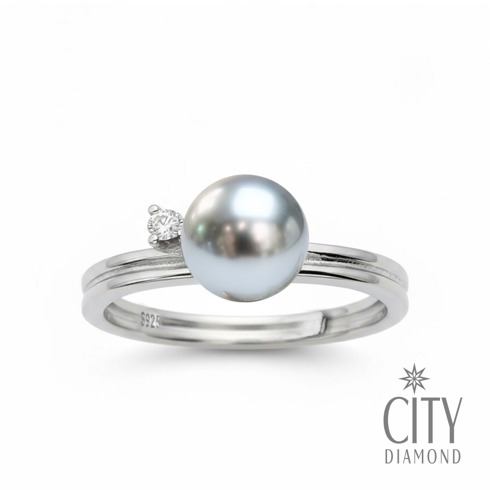 【City Diamond 引雅】網路獨家 純銀 日本 AKOYA 真多麻色珍珠7.5-8mm 戒指(東京Yuki系列)