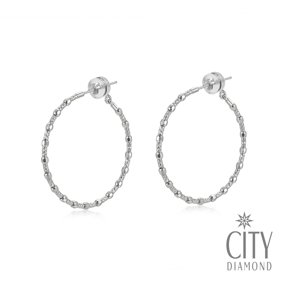 【City Diamond 引雅】日本 PT950 鉑金 刻花 斗圈 耳環(東京Yuki系列)