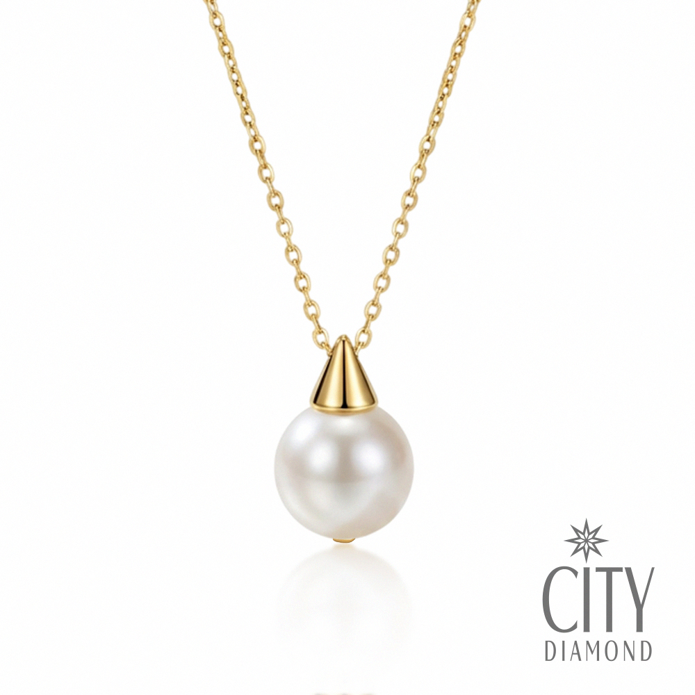 【City Diamond 引雅】『金點雪球』網路獨家 18K日本AKOYA珍珠8.5mm黃K金項鍊(東京Yuki系列)