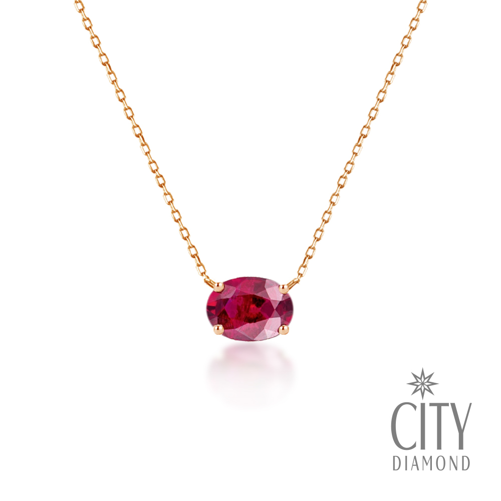 【City Diamond 引雅】18K日本天然紅寶石25分造型玫瑰K金項鍊(東京Yuki系列)