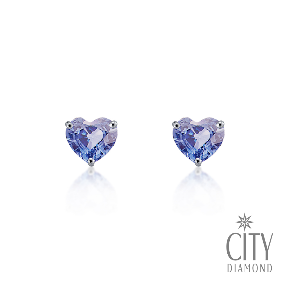 【City Diamond 引雅】日本 鉑金 天然藍寶石 60分 愛心 造型 耳環(東京Yuki系列)