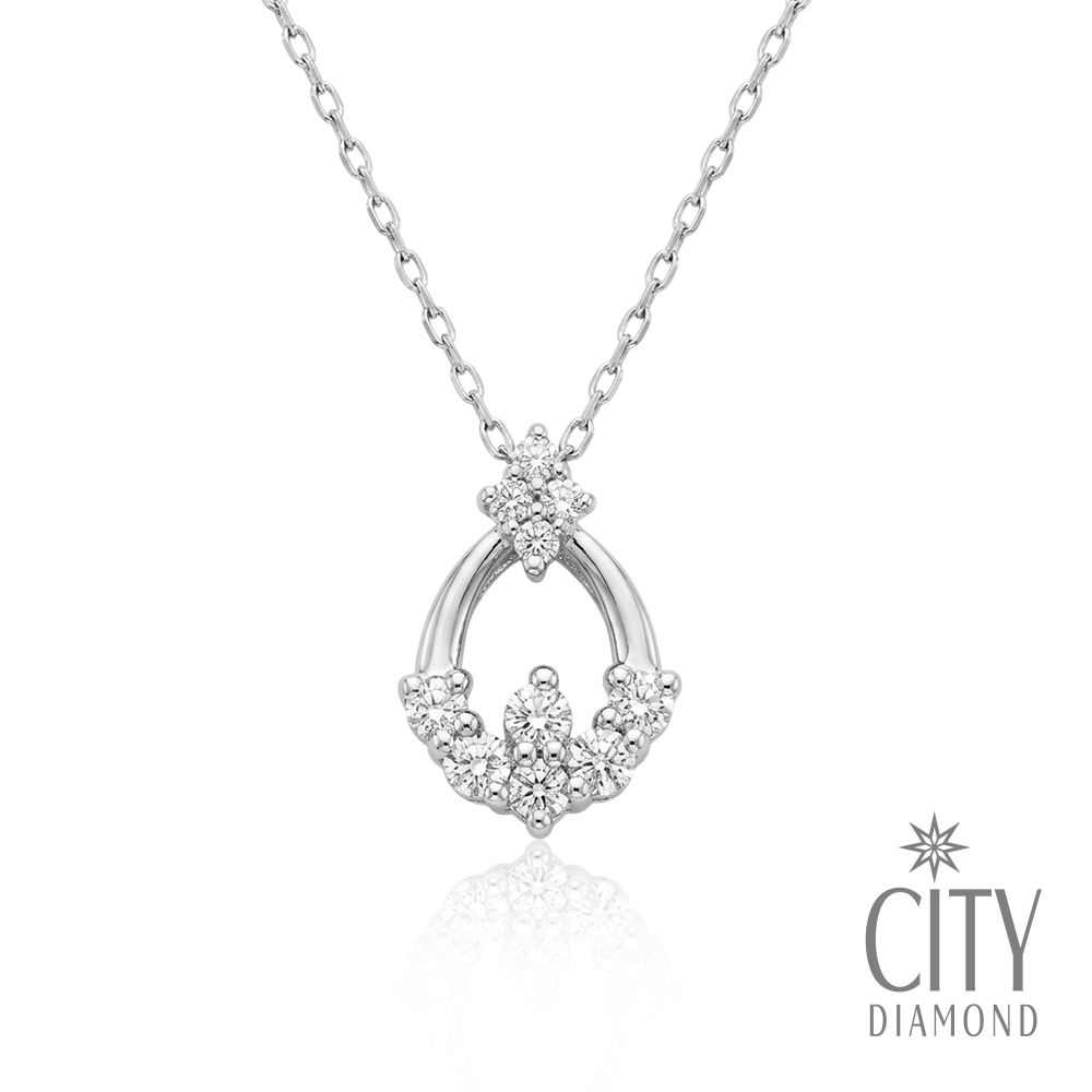 【City Diamond 引雅】日本 鉑金 天然鑽石15分 水滴造型 項鍊(東京Yuki系列)