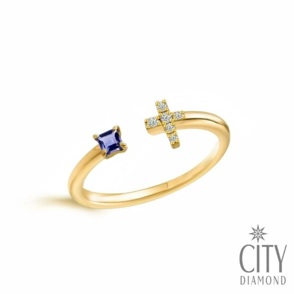 【City Diamond 引雅】10K 日本堇青石 鑽石 尾戒/戒指(東京Yuki-銀河精靈系列)