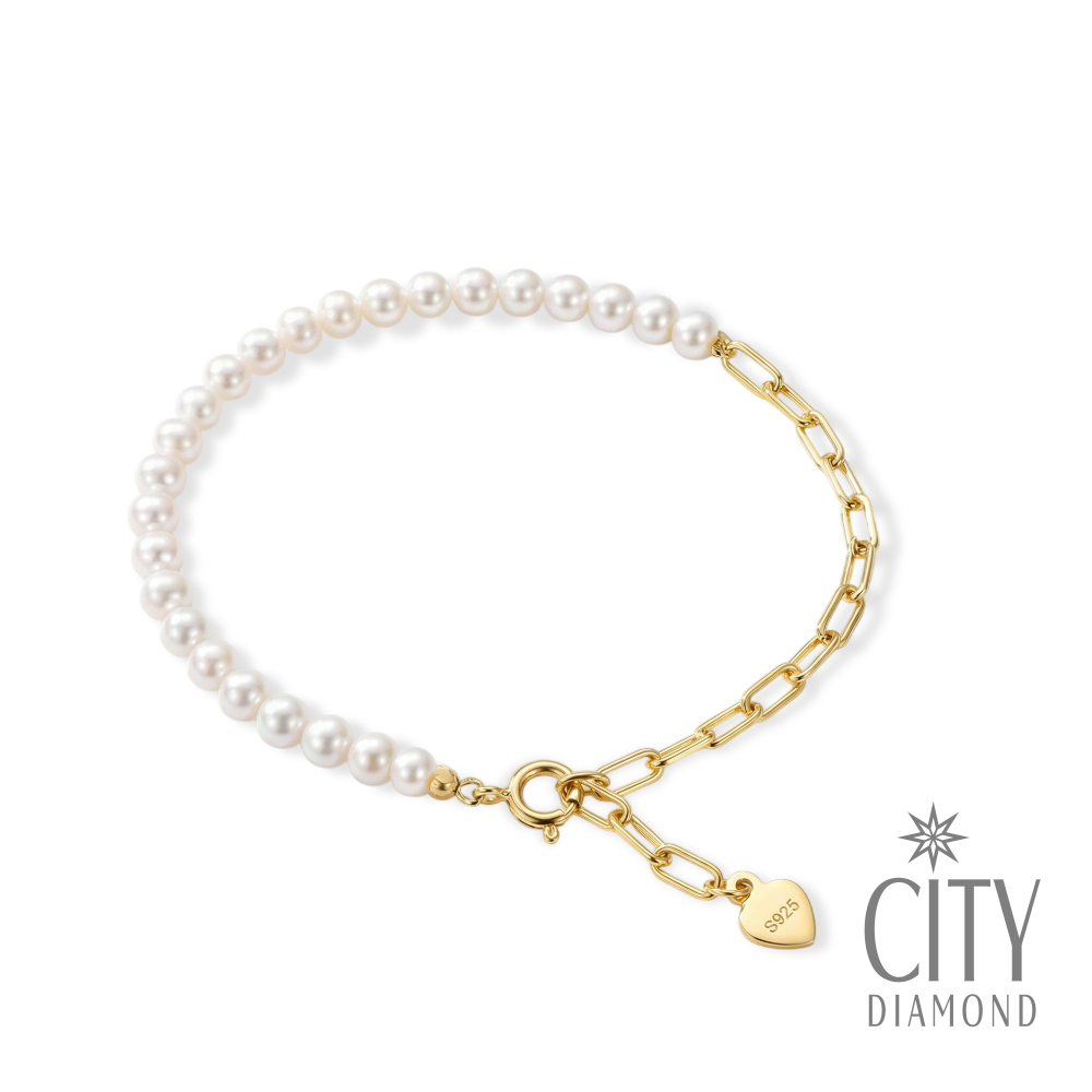 【City Diamond 引雅】網路獨家 純銀 天然 米粒珍珠 3.5mm 手鍊(珠潤月詠系列)