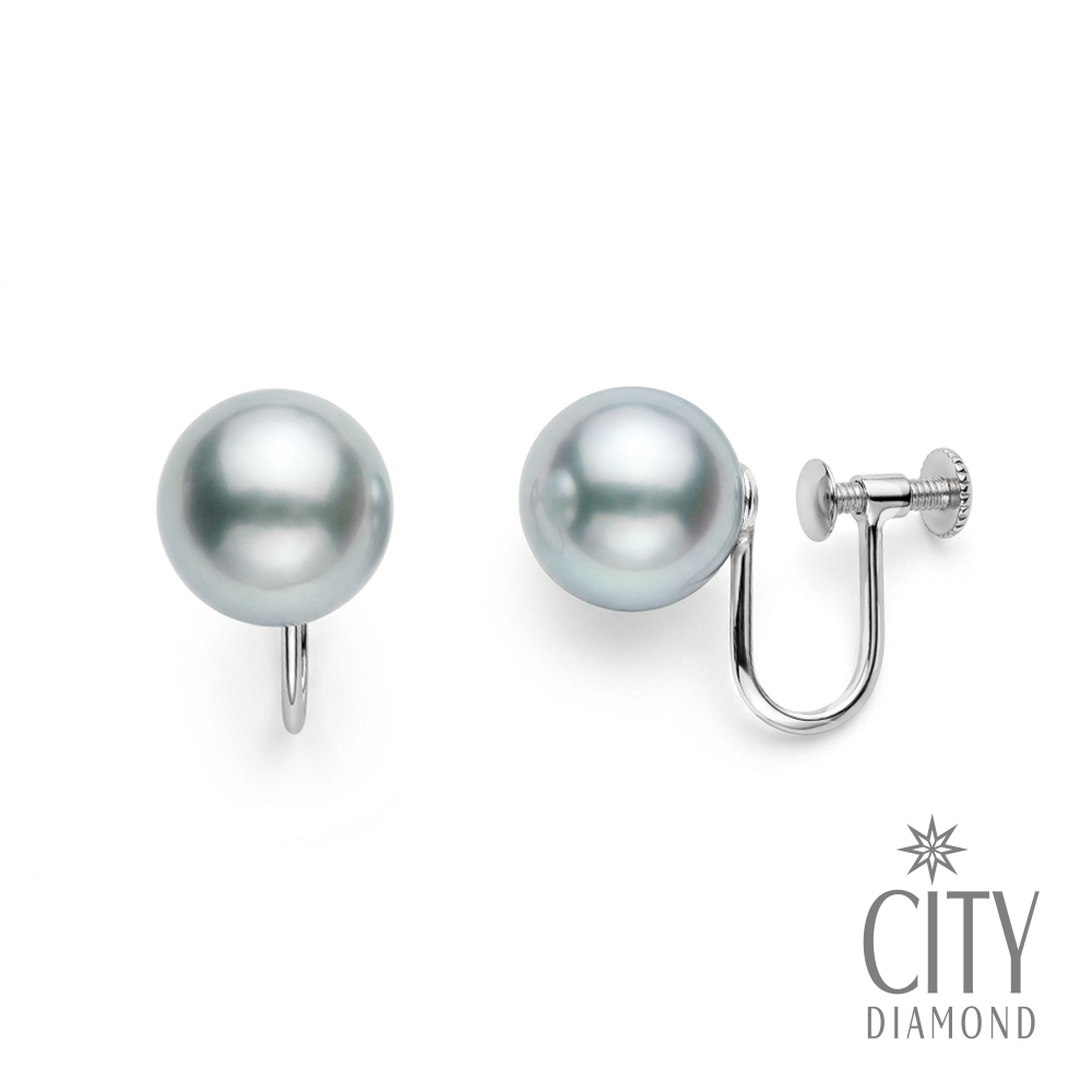 【City Diamond 引雅】日本AKOYA珍珠 8-8.5mm 鉑金 夾式耳環 (東京Yuki系列)