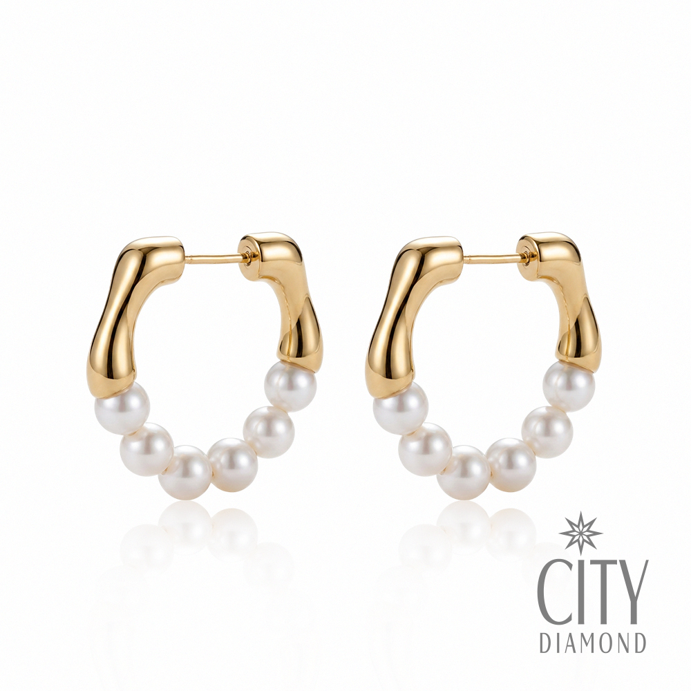 【City Diamond 引雅】日本AKOYA珍珠 4.5mm 純銀 斗圈 造型 耳環 (東京Yuki系列)