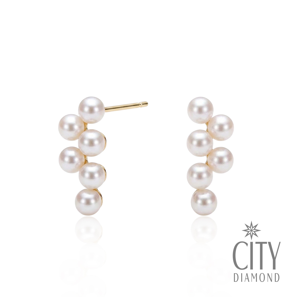 【City Diamond 引雅】網路獨家 日本AKOYA珍珠 3mm 925純銀 造型 耳環 (東京Yuki系列)