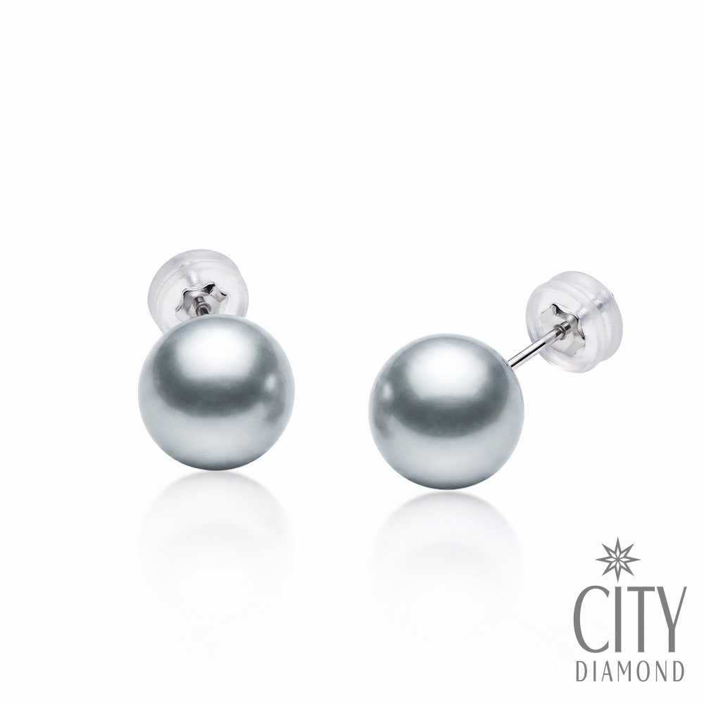 【City Diamond 引雅】網路獨家 日本AKOYA珍珠 7.5-8mm 真多麻色 純銀 耳環 (東京Yuki系列)