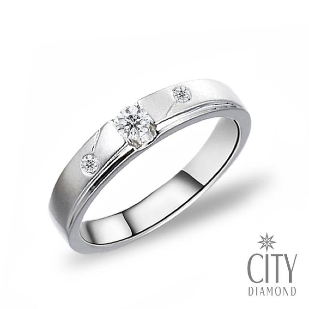 【City Diamond 引雅】『流星劃過』14K天然鑽石白K金鑽石戒指/鑽戒/對戒女戒