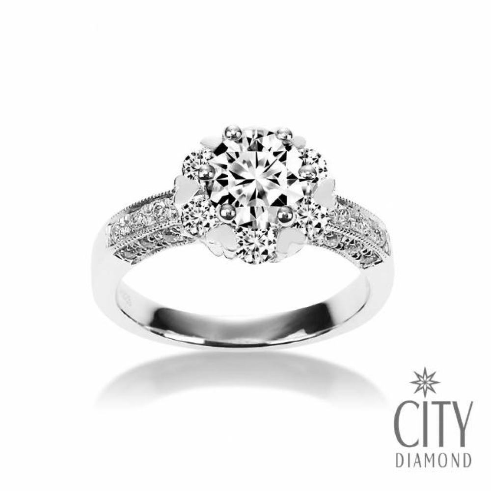 【City Diamond 引雅】『焦糖甜心』14K天然鑽石30分白K金戒指 鑽戒
