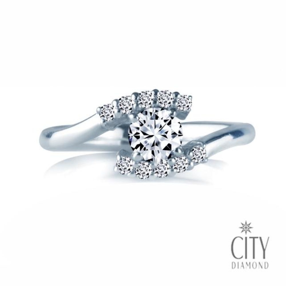【City Diamond 引雅】『極光』天然鑽石30分白K金戒指 鑽戒