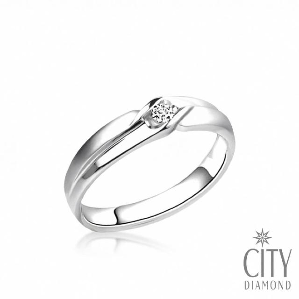 【City Diamond 引雅】『愛的禮讚』天然鑽石白K金戒指 男戒(永恆守護系列)