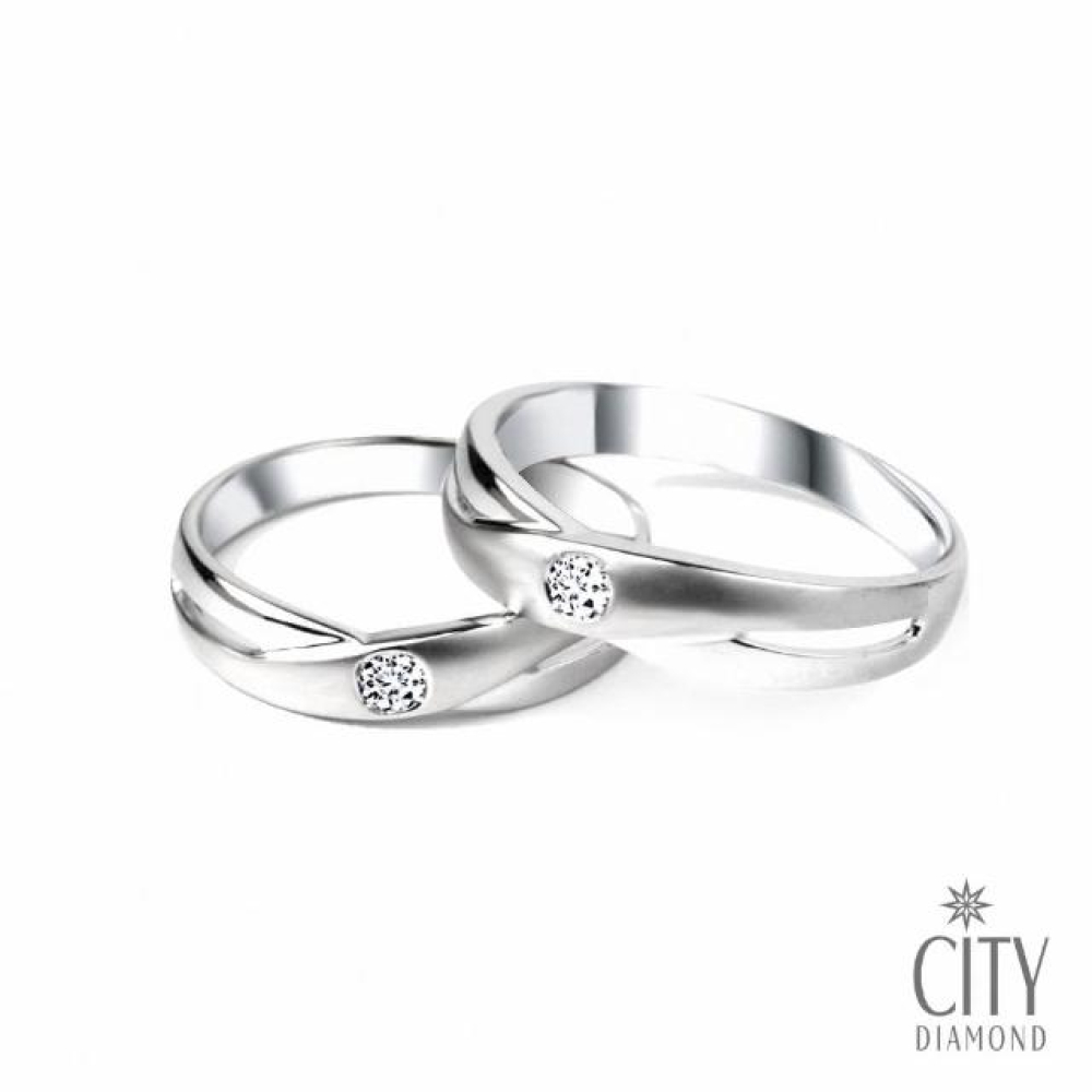 【City Diamond 引雅】『情定永恆』天然鑽石白K金戒指 對戒 鑽戒(誓言系列)