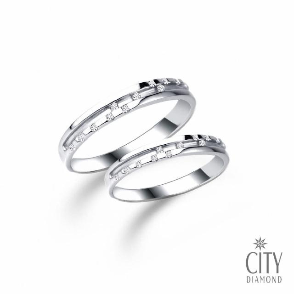 【City Diamond 引雅】『心繫銀河』天然鑽石白K金戒指 對戒 鑽戒(誓言系列)