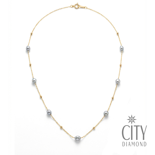 18K日本AKOYA珍珠4mm真多麻色黃K金項鍊