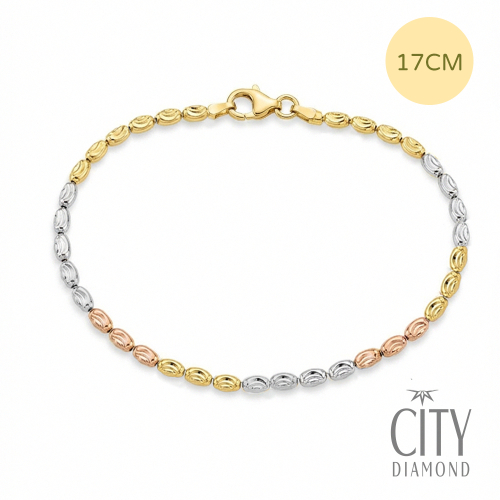 義大利925純銀鍍三色K金手鍊-17cm